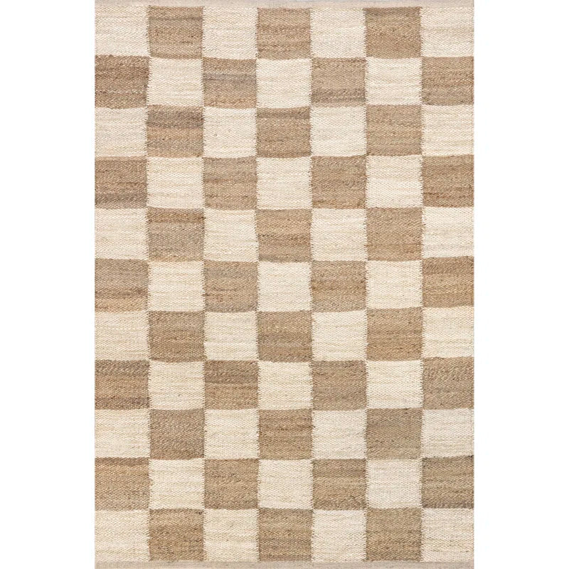 Japandi Checkered Jute Rug