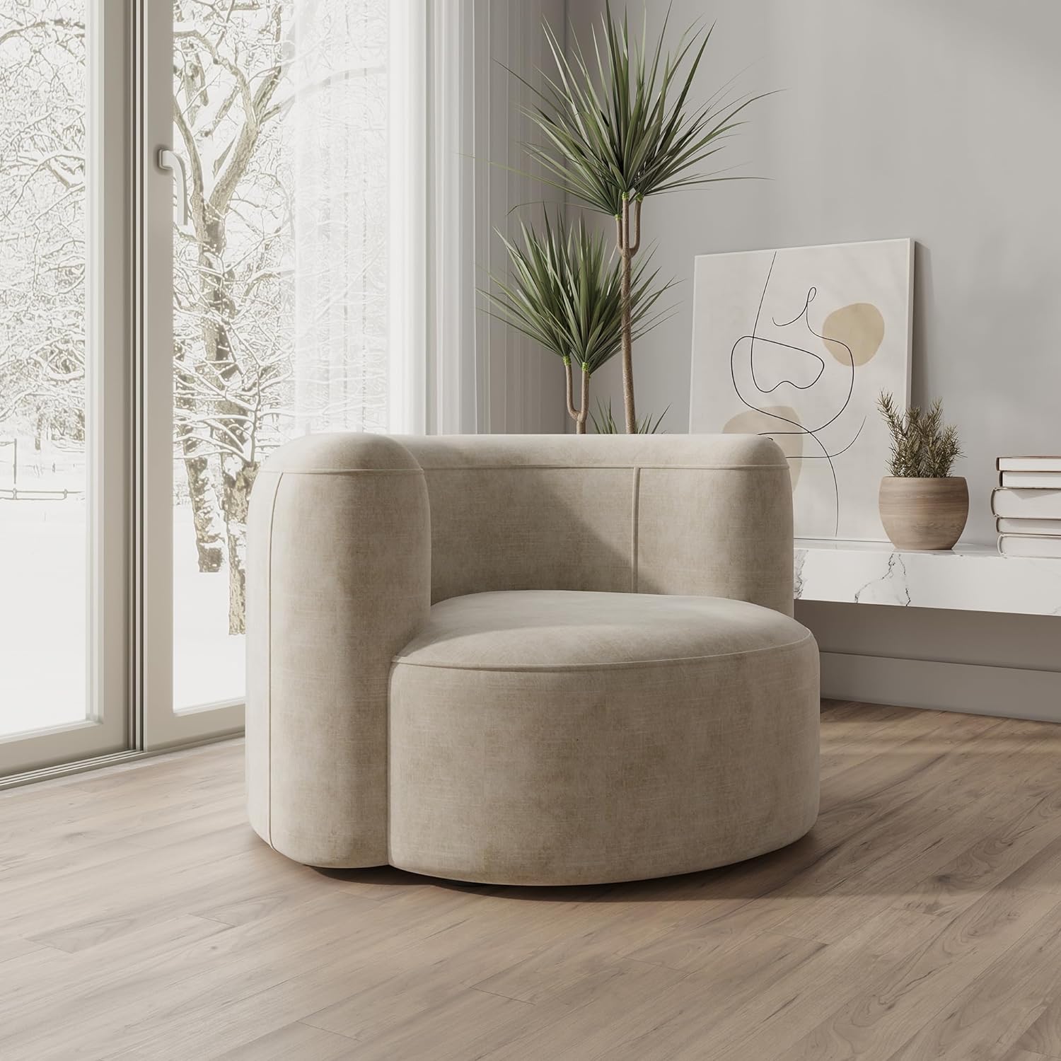 Japandi Velvet Armchair