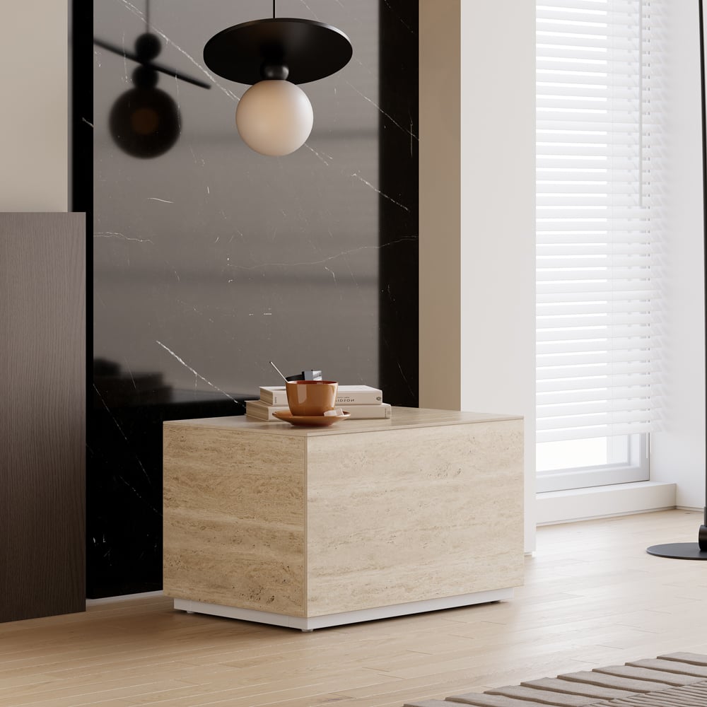 Japandi Travertine Nightstand