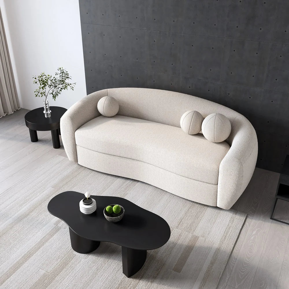 Japandi Teddy Velvet 3 Seaters Curved Sofa