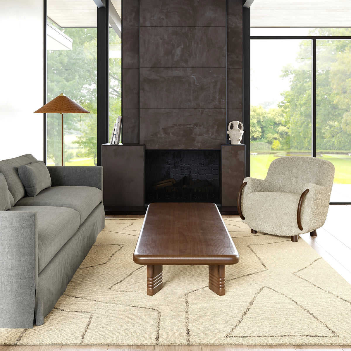 Japandi Textured Cream Wool Rug - Mulholland – view 2