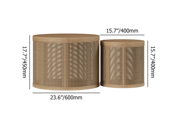 Japandi Rattan Coffee Table Set