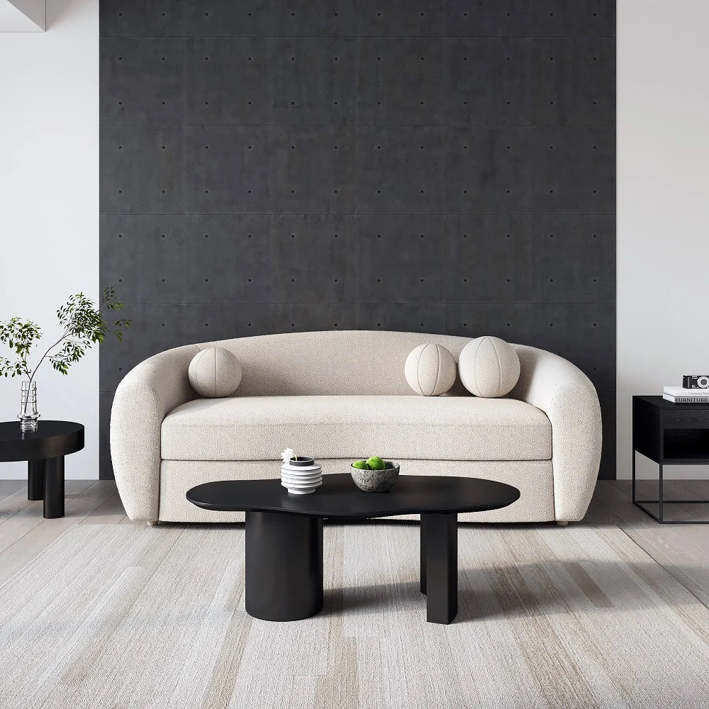 Japandi Teddy Velvet 3 Seaters Curved Sofa