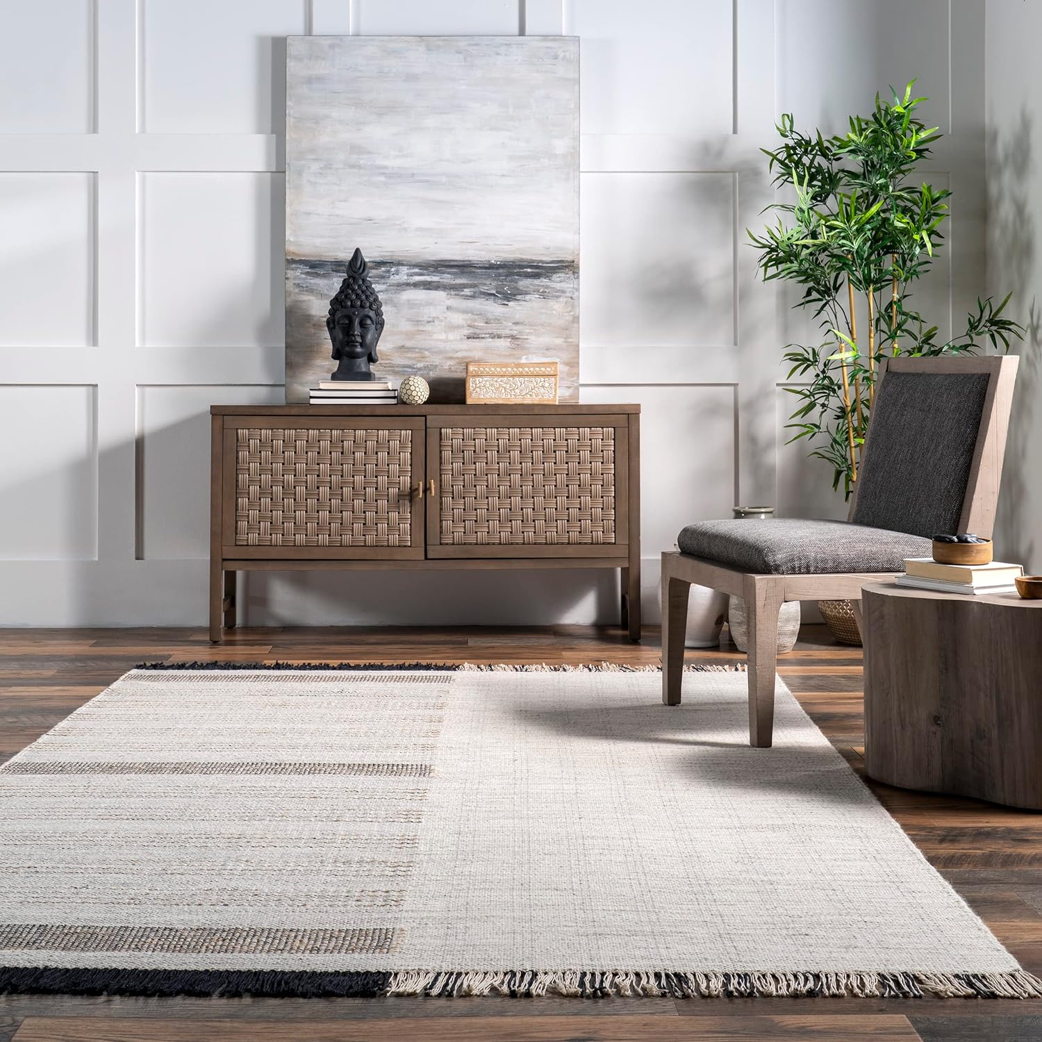 Japandi Wool Striped Rug