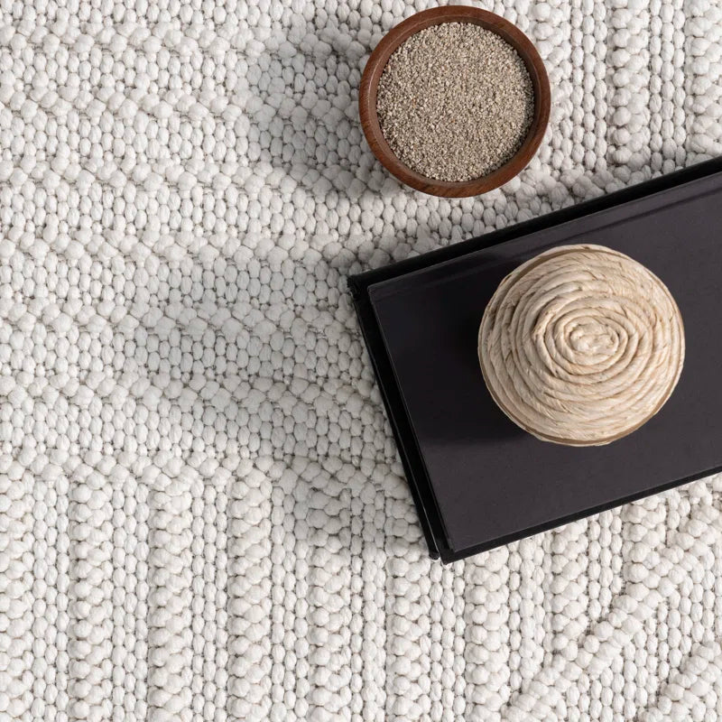 Japandi Geometric Woven Rug