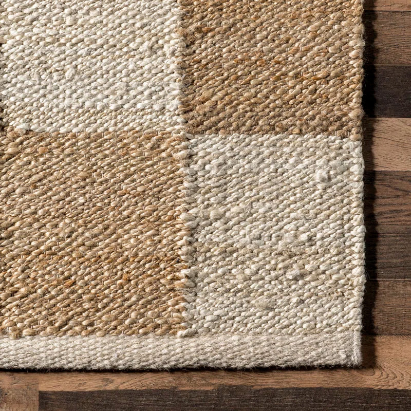 Japandi Checkered Jute Rug