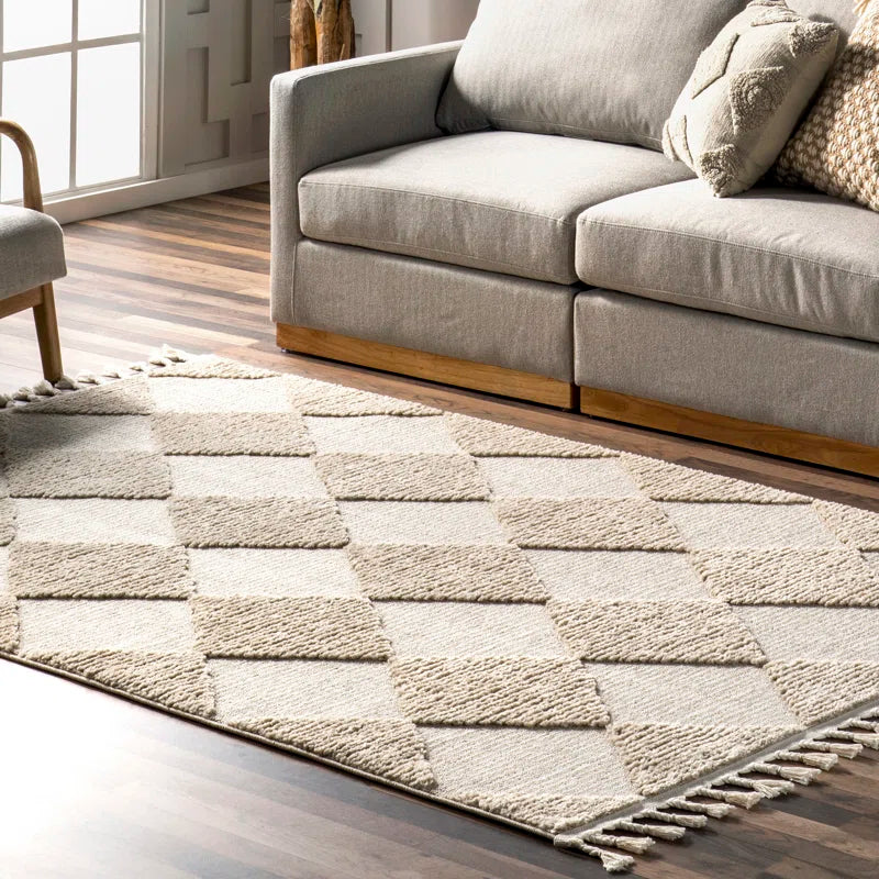 Japandi Diamond Tassel Rug