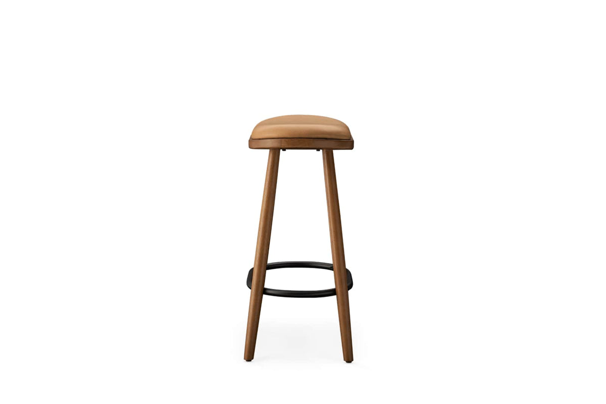 Japandi Leather Backless Counter Stool - Abel – side