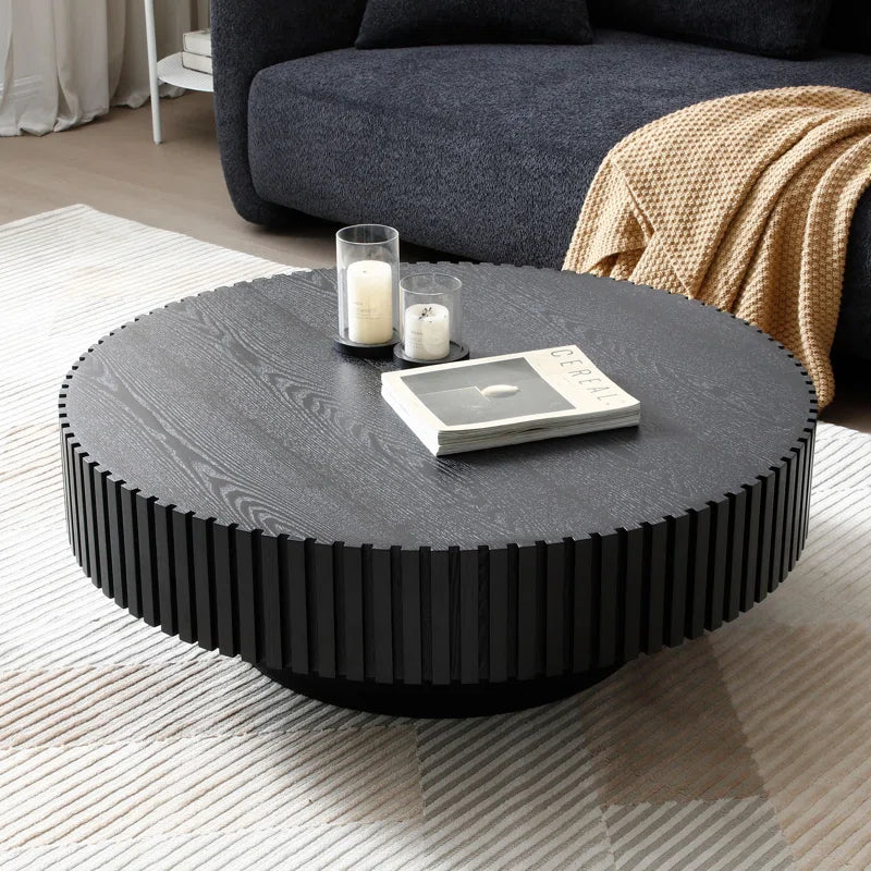 Round Black Japandi Coffee Table