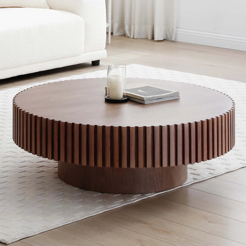 Japandi Round Walnut Coffee Table