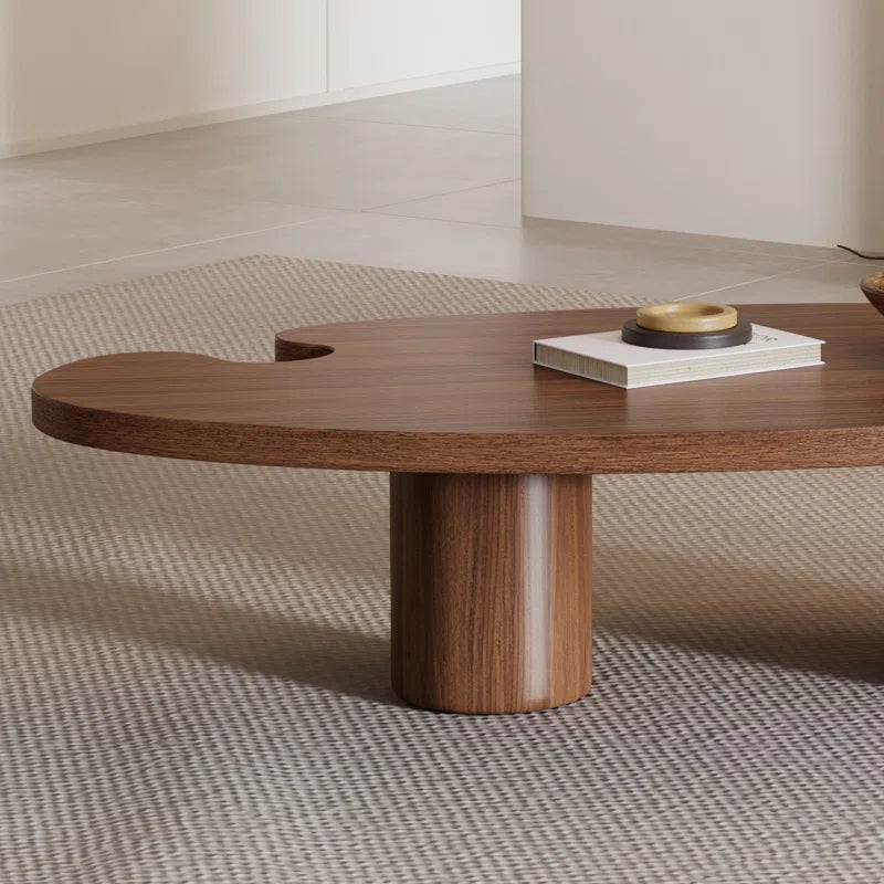 Japandi Brown Solid Wood Veneer Coffee Table
