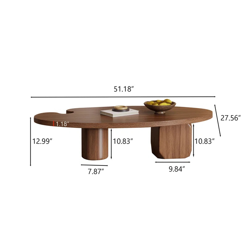 Japandi Brown Solid Wood Veneer Coffee Table