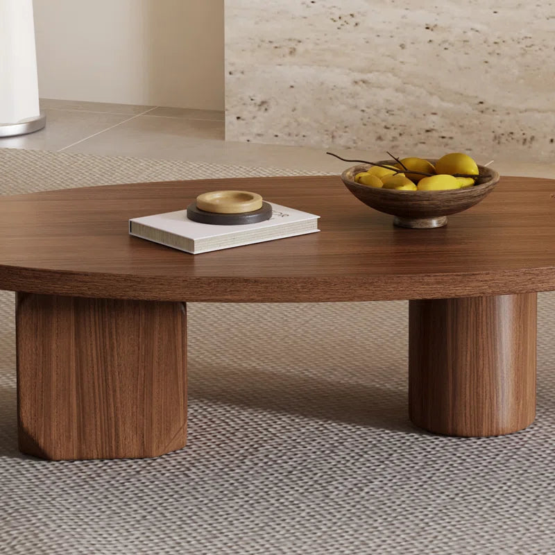 Japandi Brown Solid Wood Veneer Coffee Table