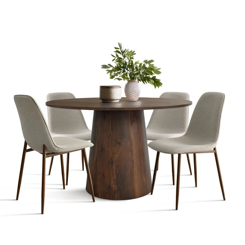 Black Wood & Beige Cushions Japandi Dining Set – Benvinda