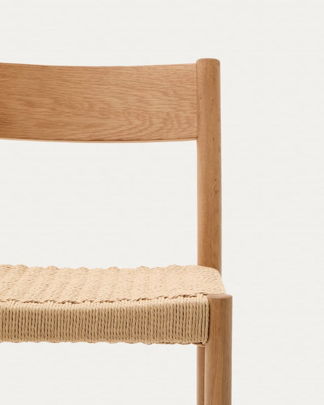 Japandi Wooden Stool Chair with Backrest