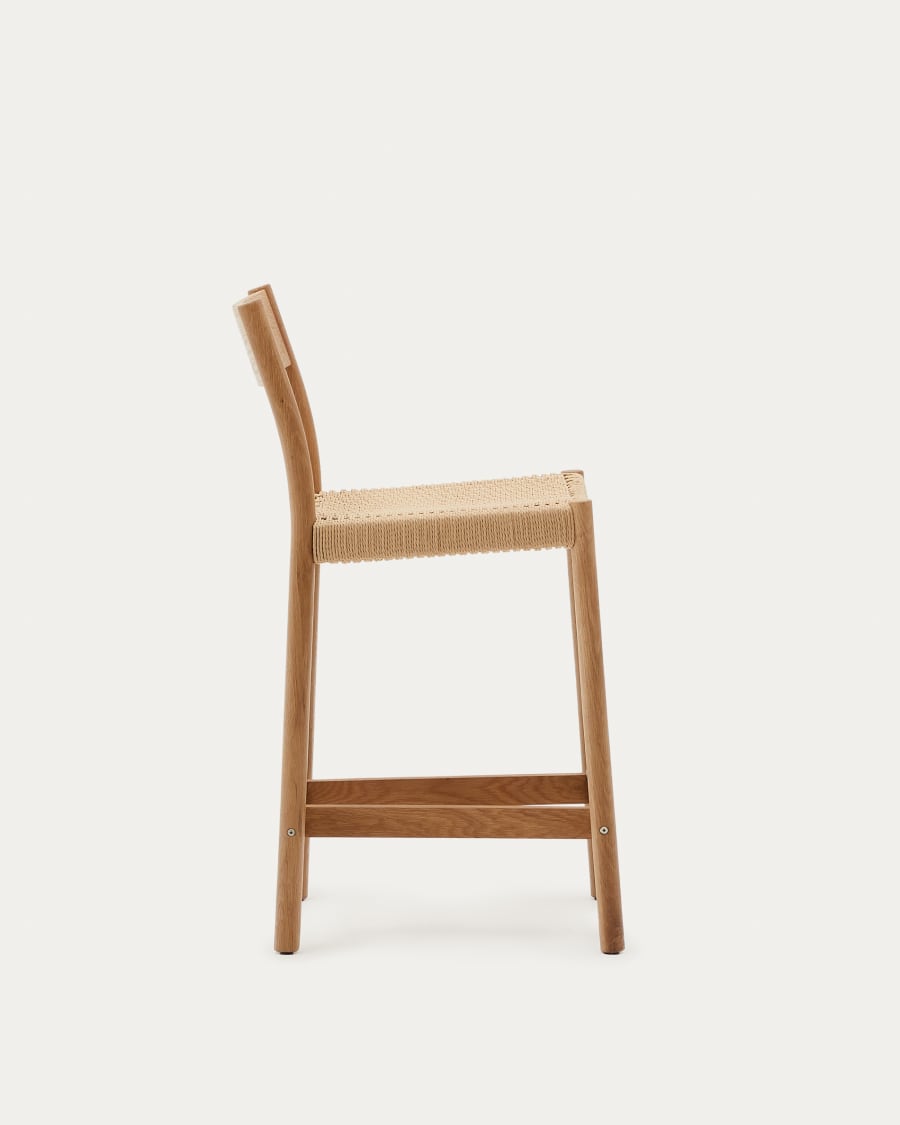Japandi Wooden Stool Chair with Backrest