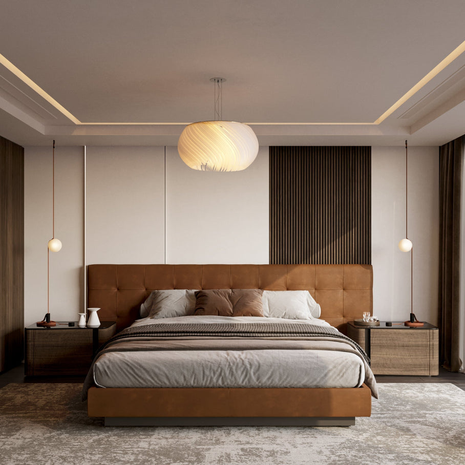 Japandi Curved Metal & Opal Glass Chandelier – Malakos