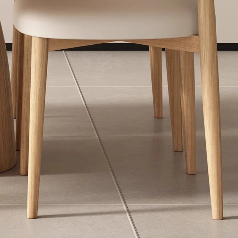 Cream Oak & Upholstered Chairs Japandi Dining Set – Cream Oak