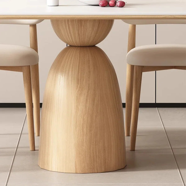 Cream Oak & Upholstered Chairs Japandi Dining Set – Cream Oak