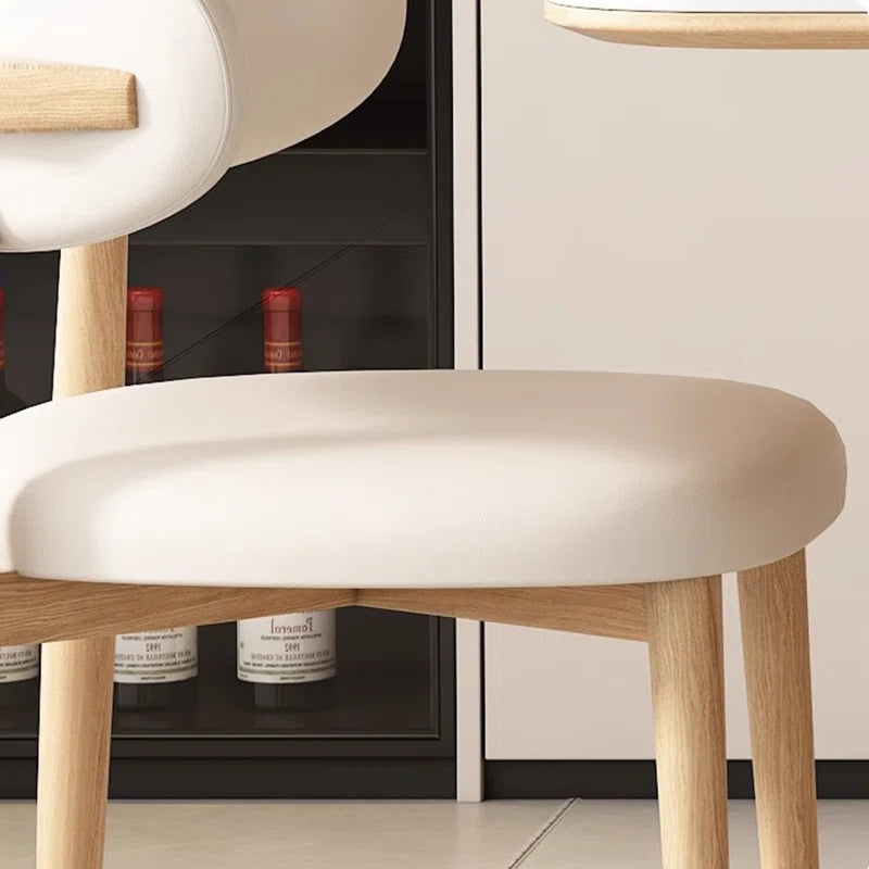 Cream Oak & Upholstered Chairs Japandi Dining Set – Cream Oak
