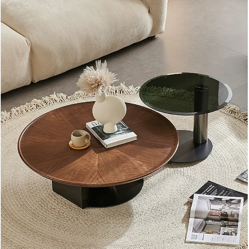 Modern Walnut Round Coffee Table - Daiel