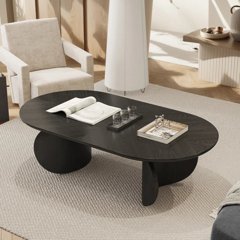Black Oval Japandi Coffee Table