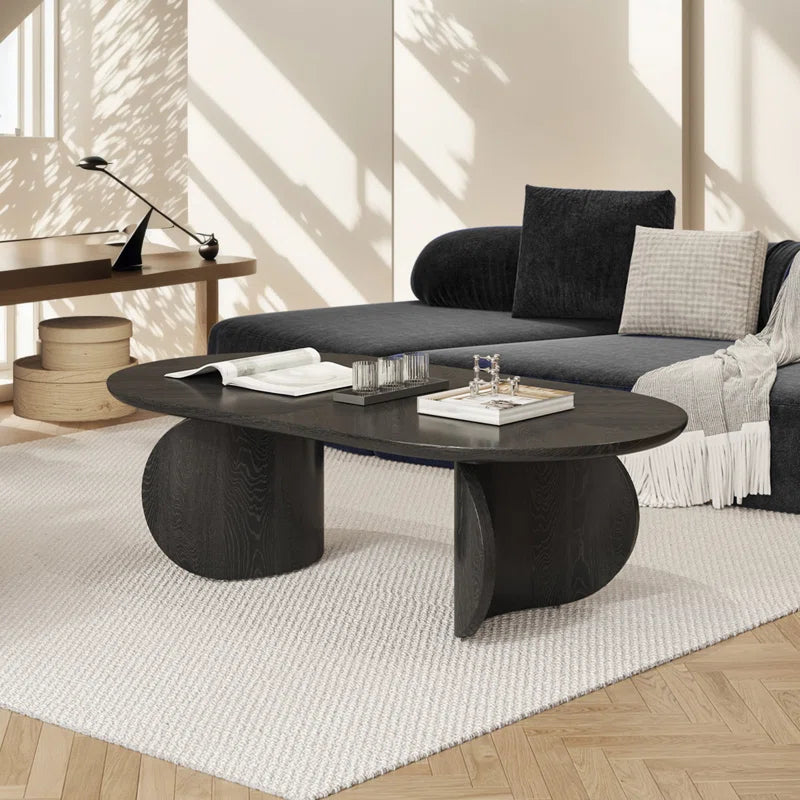 Black Oval Japandi Coffee Table