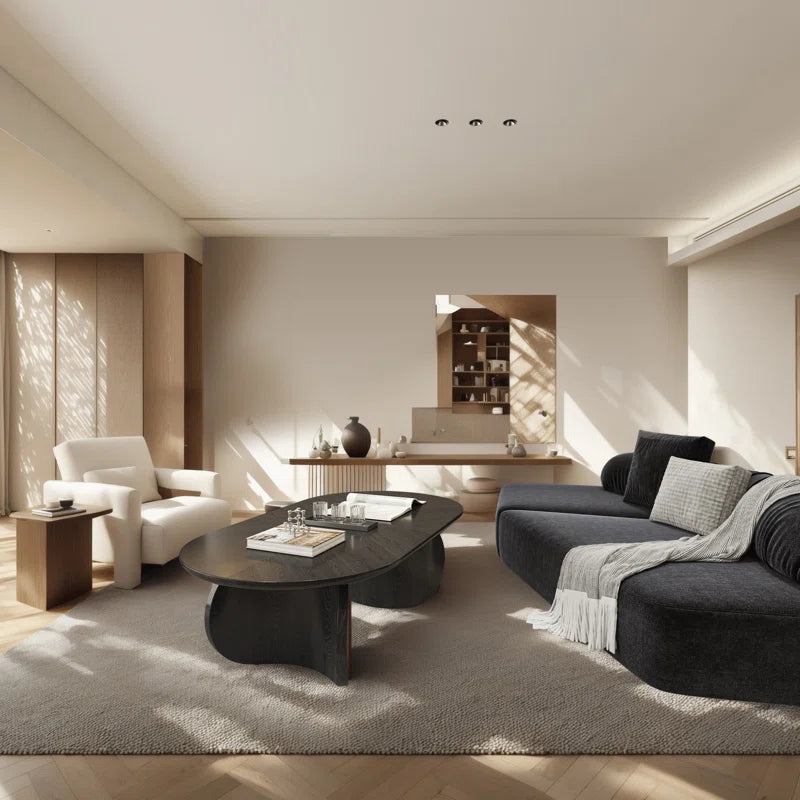 Black Oval Japandi Coffee Table