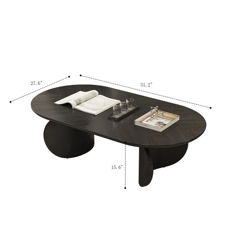Black Oval Japandi Coffee Table