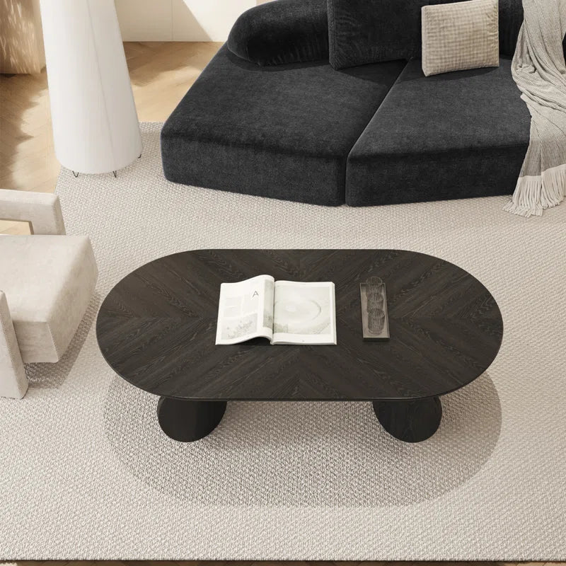 Black Oval Japandi Coffee Table