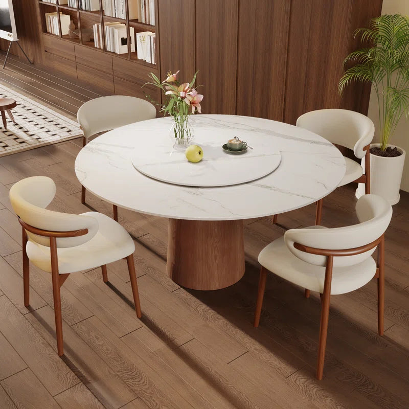 Faux Marble Pedestal Japandi Dining Set – Orren Ellis