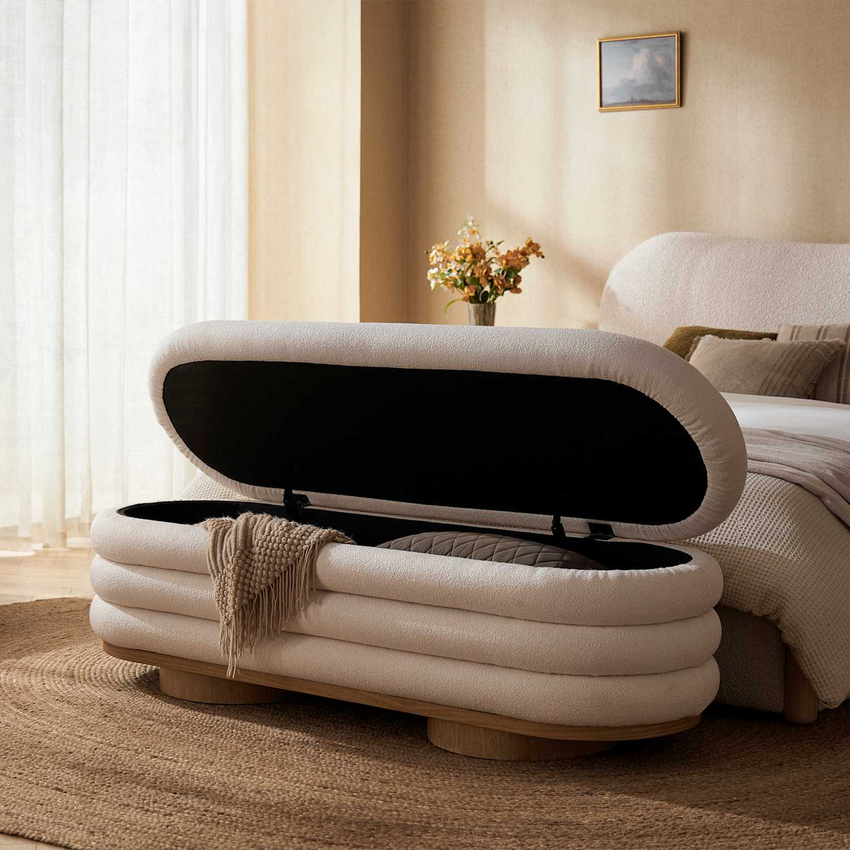 Freida storage bench in a room