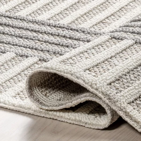 Japandi Light Grey Striped Rug