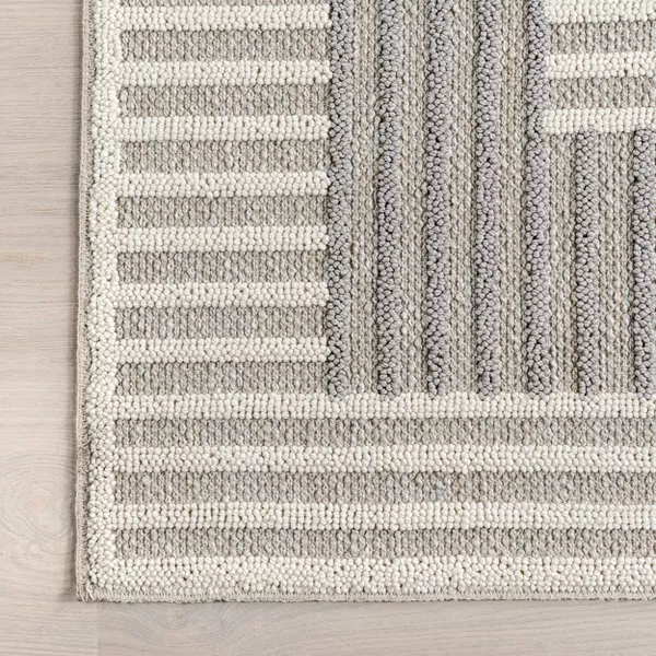 Japandi Light Grey Striped Rug