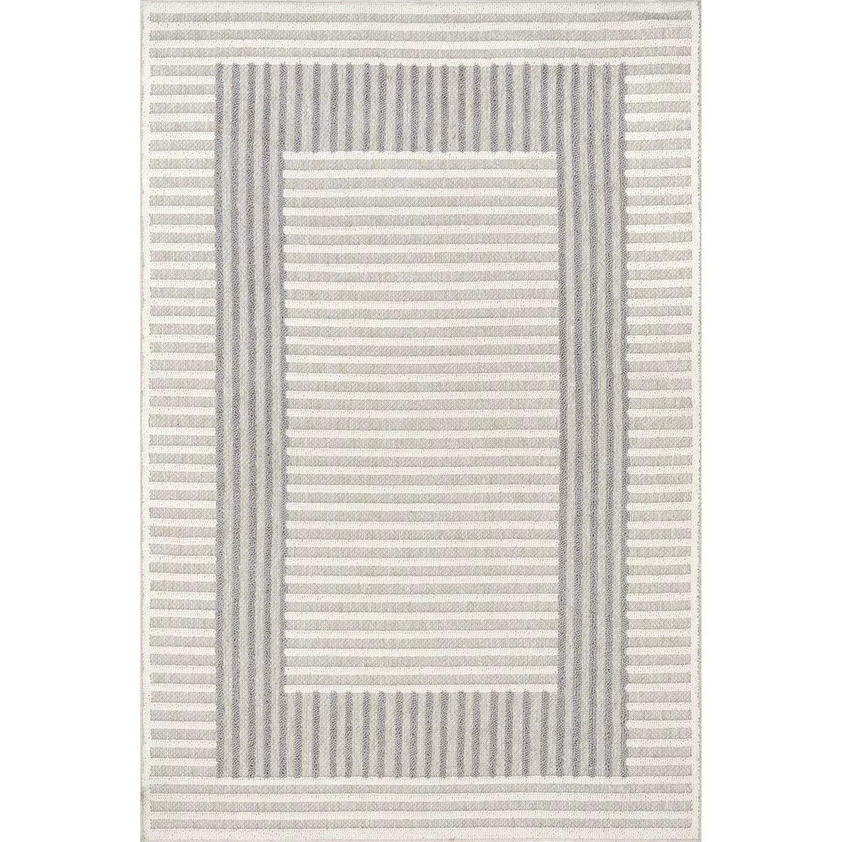 Japandi Light Grey Striped Rug
