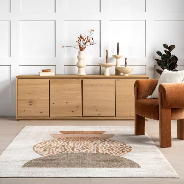 Japandi Terracotta Geometric Rug