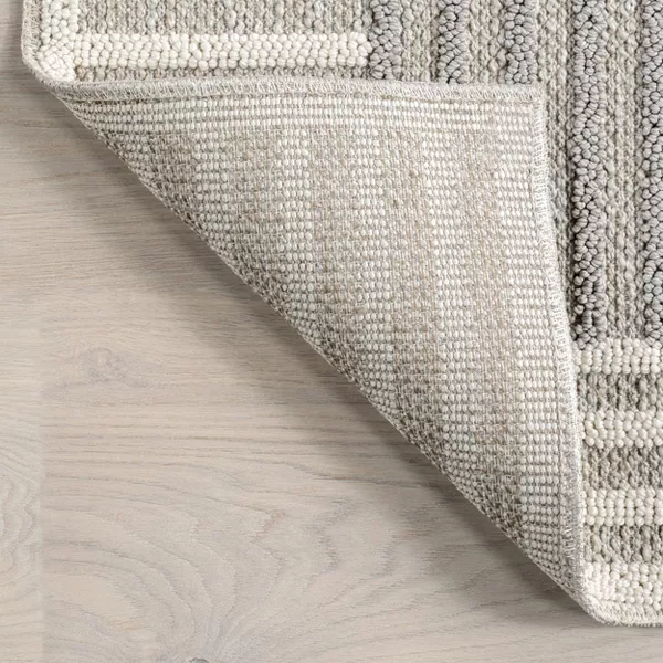 Japandi Light Grey Striped Rug