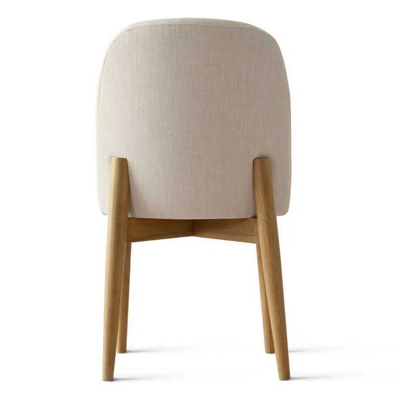 Solid Oak & White Fabric Japandi Dining Set – Gweneva