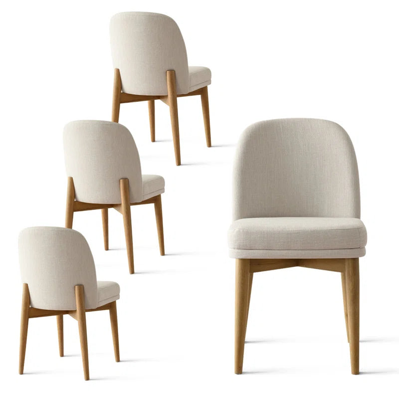 Solid Oak & White Fabric Japandi Dining Set – Gweneva