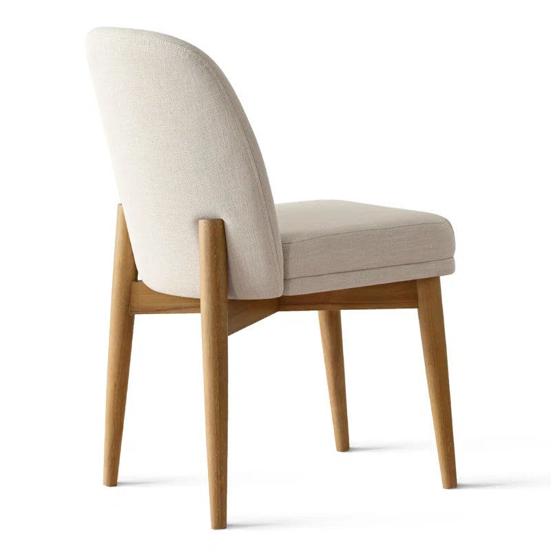 Solid Oak & White Fabric Japandi Dining Set – Gweneva