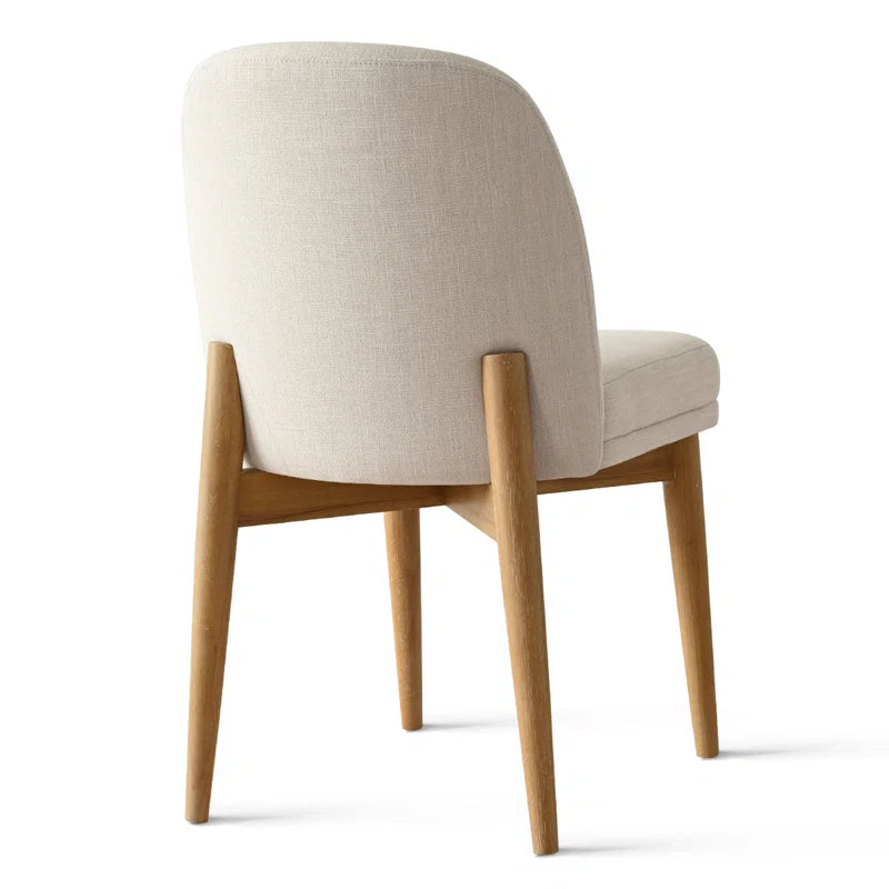 Solid Oak & White Fabric Japandi Dining Set – Gweneva