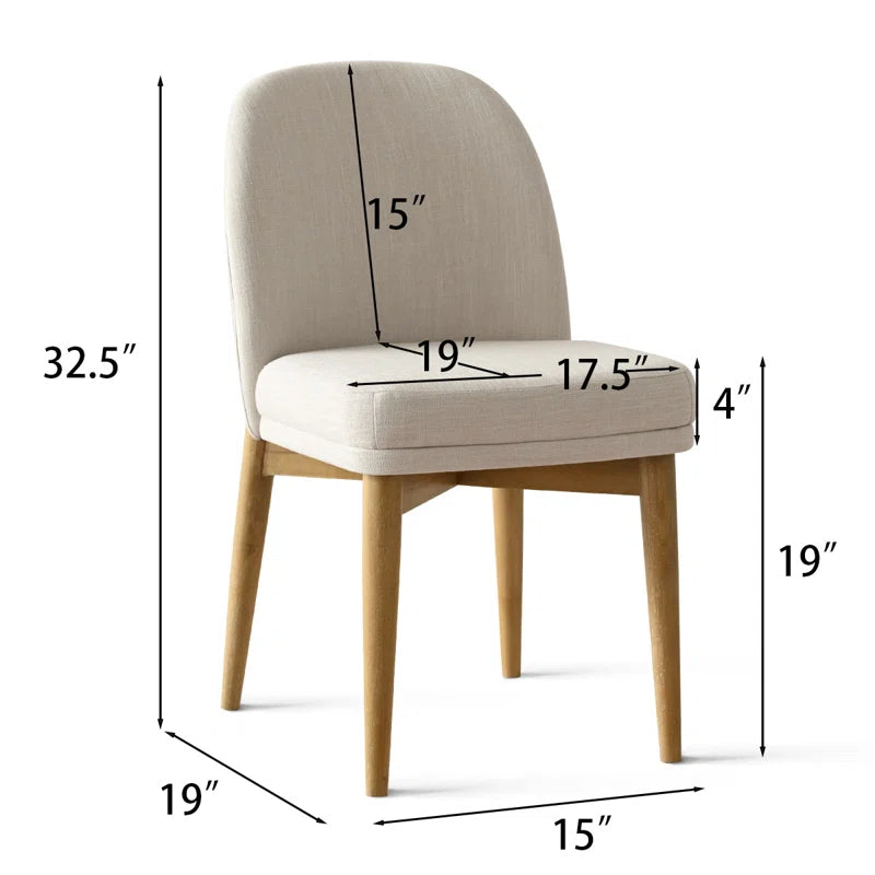 Solid Oak & White Fabric Japandi Dining Set – Gweneva