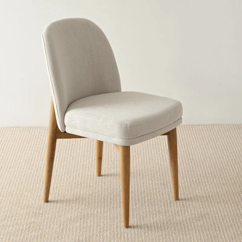 Solid Oak & White Fabric Japandi Dining Set – Gweneva