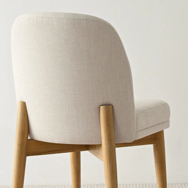 Solid Oak & White Fabric Japandi Dining Set – Gweneva