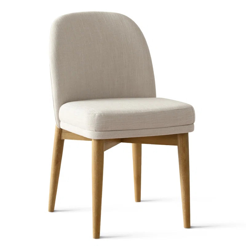 Solid Oak & White Fabric Japandi Dining Set – Gweneva