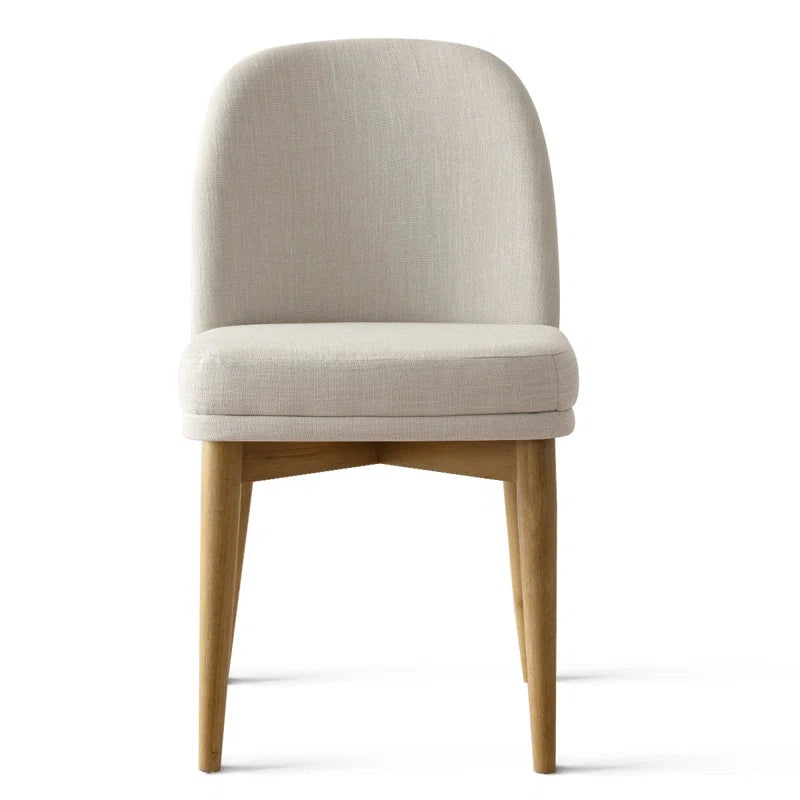Solid Oak & White Fabric Japandi Dining Set – Gweneva