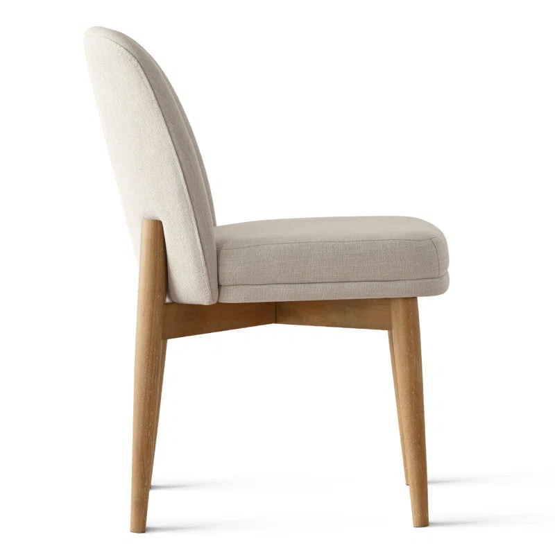 Solid Oak & White Fabric Japandi Dining Set – Gweneva