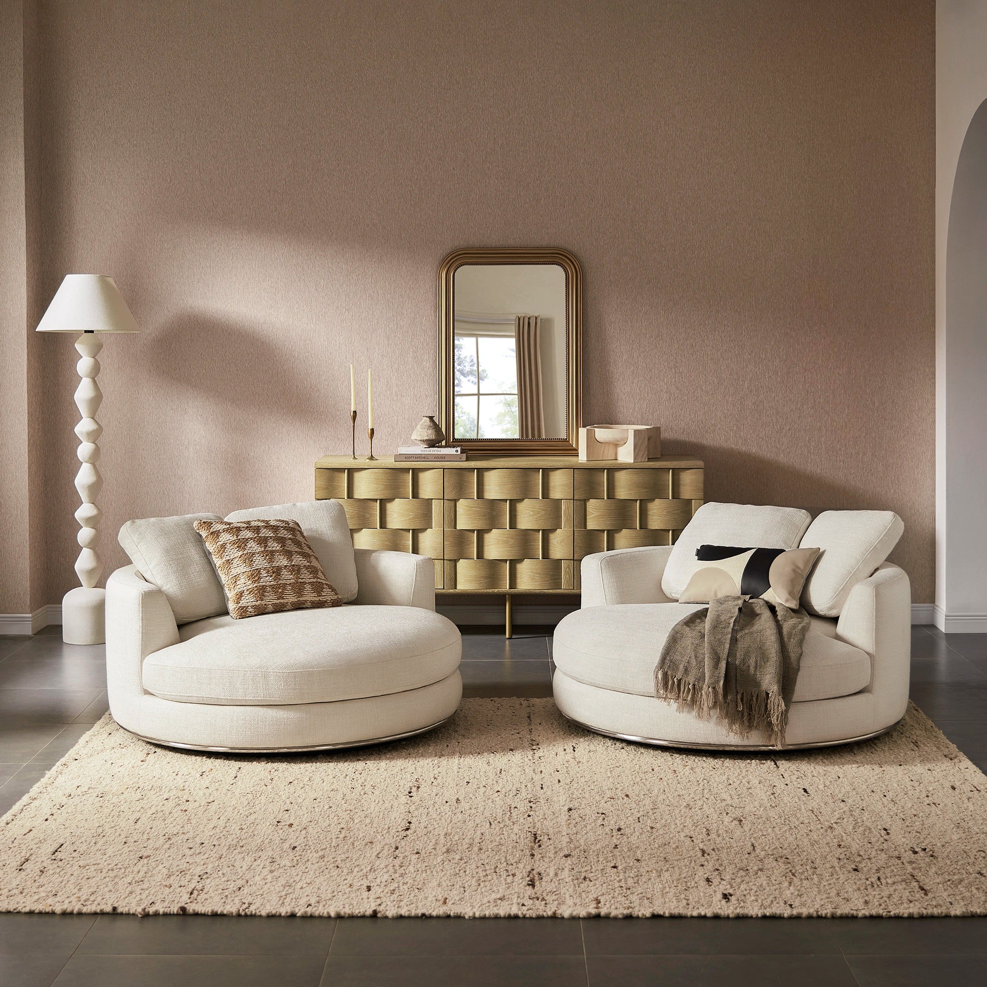 Japandi Swivel Armchair