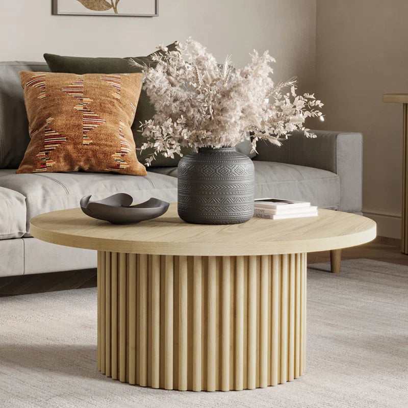 Japandi Fluted Pedestal Coffee Table