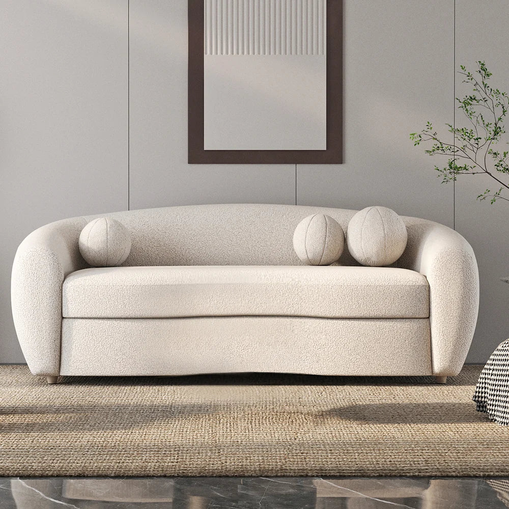 Japandi Teddy Velvet 3 Seaters Curved Sofa